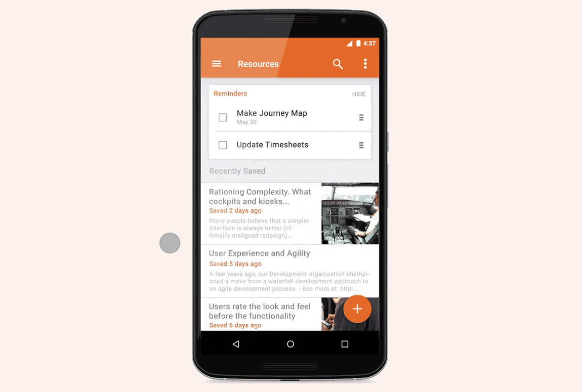 mobile android animaiton, slide to reveal more interactive options